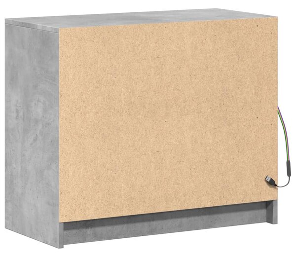 Betonszürke szerelt fa tálalószekrény LED-del 72 x 34 x 61 cm