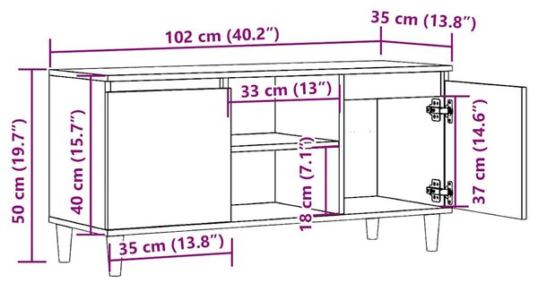 Antik fa színű szerelt fa TV-szekrény 102 x 35 x 50 cm