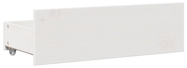 Fehér tömör fenyőfa fiókos ágykeret matrac nélkül 75 x 190 cm
