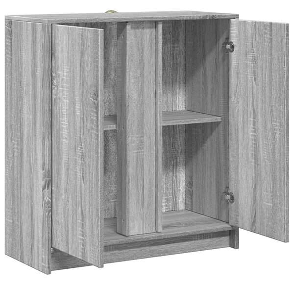 Szürke sonoma szerelt fa tálalószekrény LED-del 77 x 34 x 85 cm