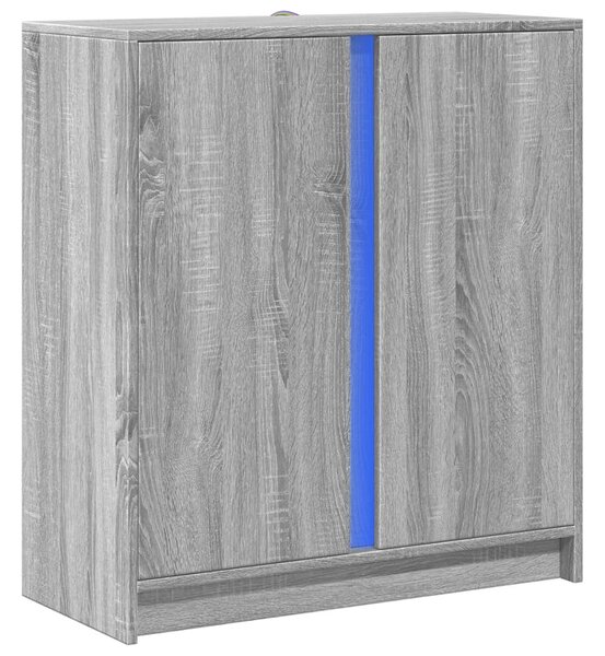 Szürke sonoma szerelt fa tálalószekrény LED-del 77 x 34 x 85 cm