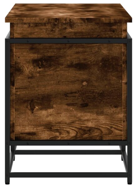 Füstös tölgy színű szerelt fa tárolóláda fedéllel 100x40x51,5cm