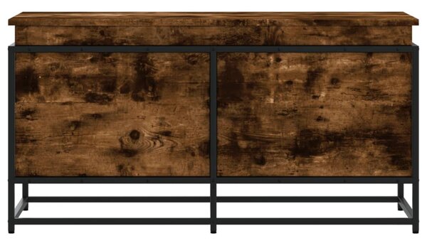 Füstös tölgy színű szerelt fa tárolóláda fedéllel 100x40x51,5cm