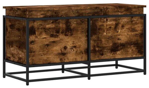 Füstös tölgy színű szerelt fa tárolóláda fedéllel 100x40x51,5cm