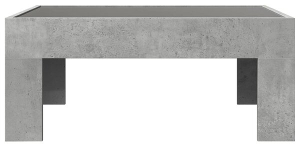 Betonszürke végtelen hatású LED-es dohányzóasztal 70x50x30 cm