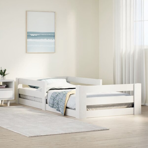 Fehér tömör fenyőfa ágykeret matrac nélkül 70 x 140 cm