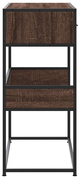 Barna tölgyszínű szerelt fa tálalóasztal 90x35x80 cm