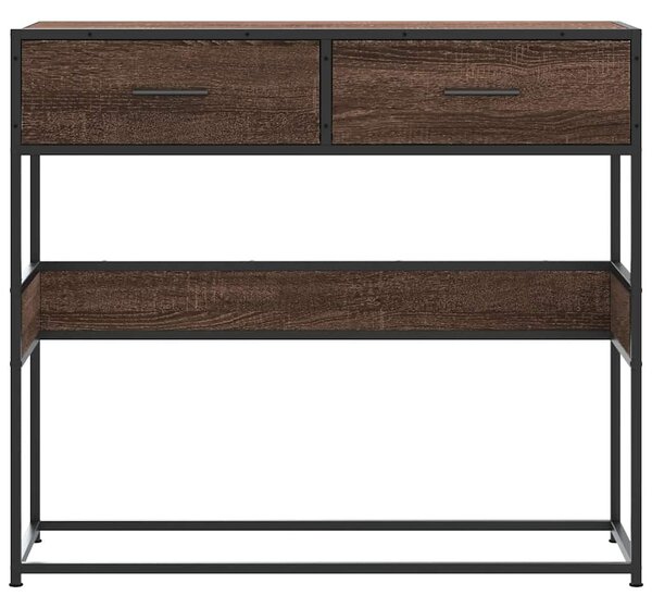 Barna tölgyszínű szerelt fa tálalóasztal 90x35x80 cm