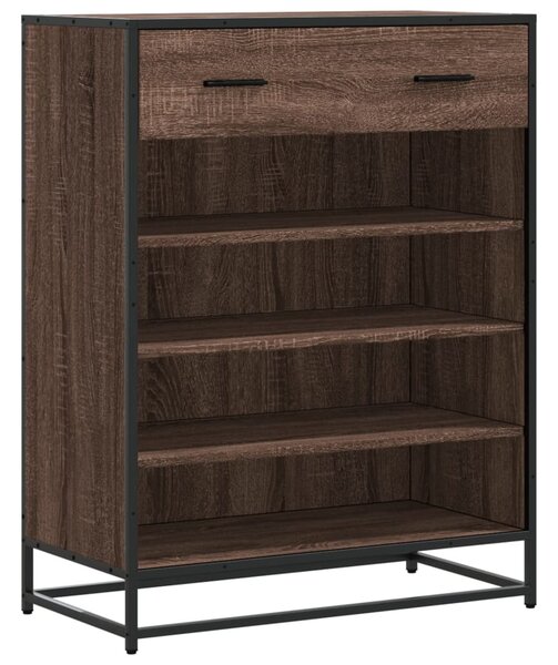 Barna tölgy színű szerelt fa és fém cipőszekrény 75x38x97,5 cm