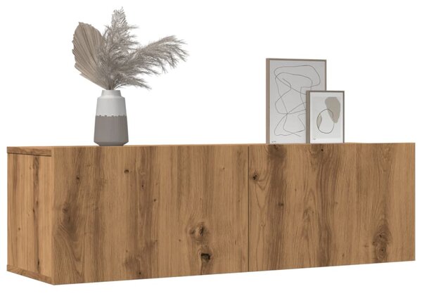 2 db kézműves tölgy falra szerelhető TV-szekrény 100x30x30 cm