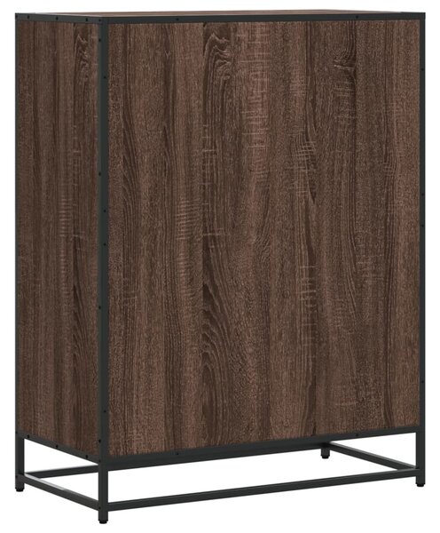Barna tölgy színű szerelt fa és fém cipőszekrény 75x38x97,5 cm