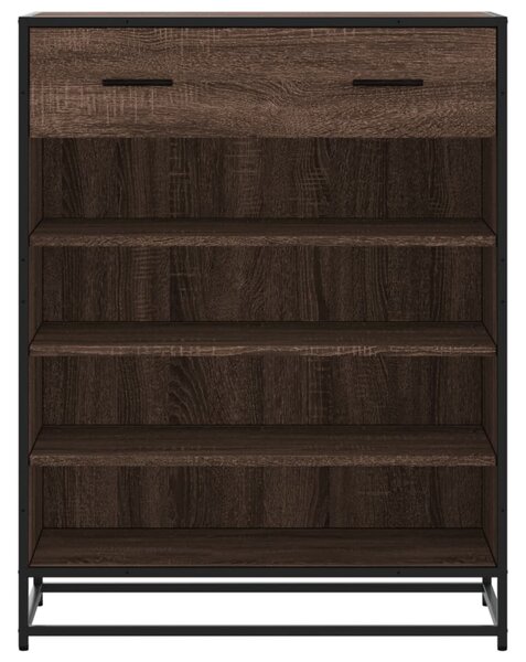 Barna tölgy színű szerelt fa és fém cipőszekrény 75x38x97,5 cm