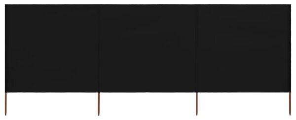 VidaXL 3 paneles fekete szövet szélfogó 400 x 80 cm