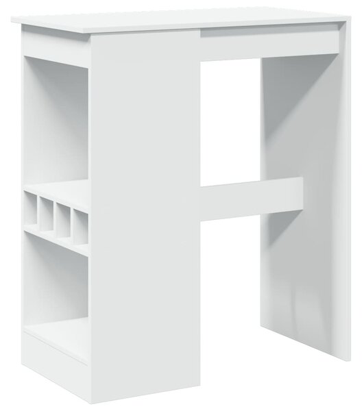 Fehér szerelt fa tárolórekeszes bárasztal 90 x 47,5 x 103,5 cm