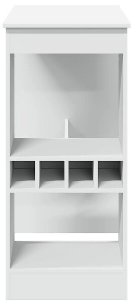 Fehér szerelt fa tárolórekeszes bárasztal 90 x 47,5 x 103,5 cm