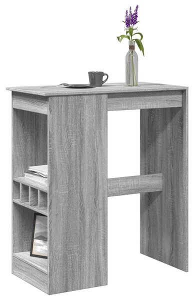 Szürke sonoma szerelt fa bárasztal tárolókkal 90x47,5x103,5 cm