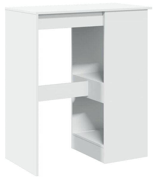 Fehér szerelt fa tárolórekeszes bárasztal 90 x 47,5 x 103,5 cm