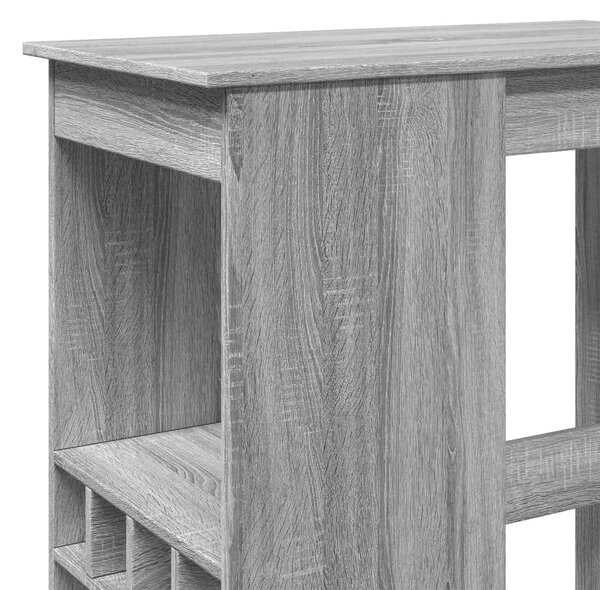Szürke sonoma szerelt fa bárasztal tárolókkal 90x47,5x103,5 cm
