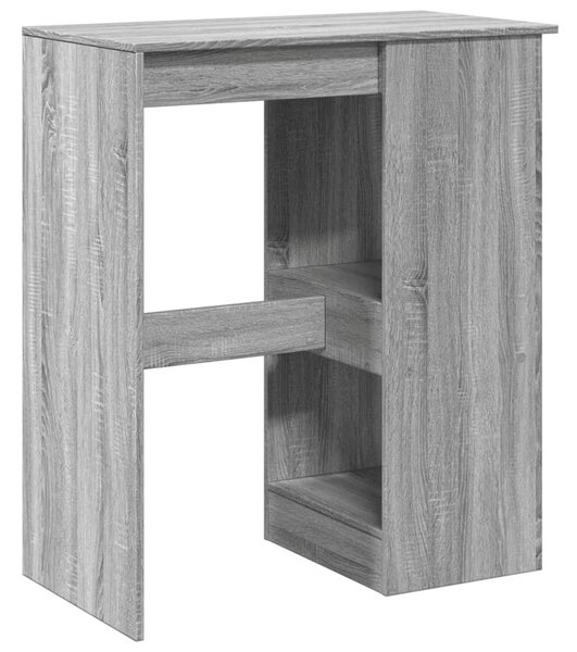 Szürke sonoma szerelt fa bárasztal tárolókkal 90x47,5x103,5 cm