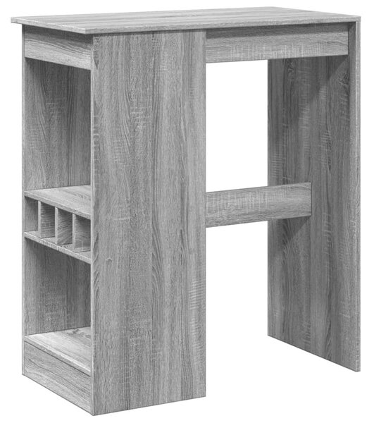 Szürke sonoma szerelt fa bárasztal tárolókkal 90x47,5x103,5 cm