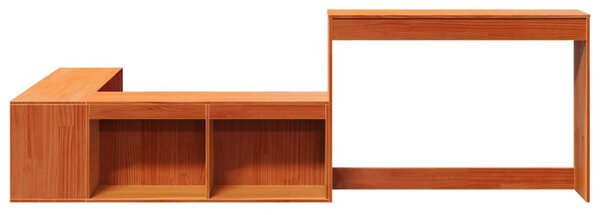 Viaszbarna tömör fenyőfa éjjeliszekrény asztallal 222x107x75 cm