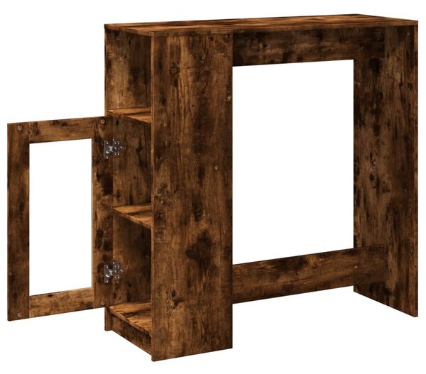 Füstös tölgy szerelt fa bárasztal tárolókkal 101x40x103,5 cm