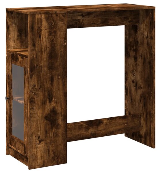 Füstös tölgy szerelt fa bárasztal tárolókkal 101x40x103,5 cm