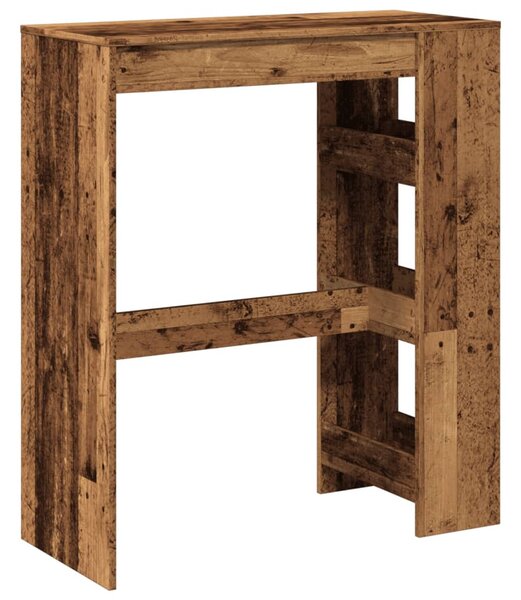Antik fa színű szerelt fa bárasztal tárolókkal 90x40x103,5 cm