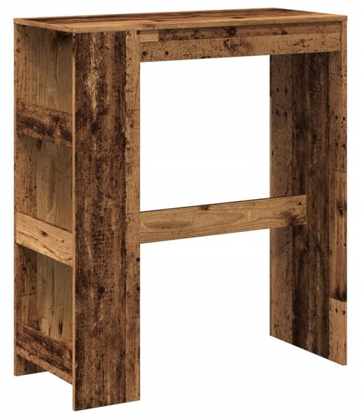 Antik fa színű szerelt fa bárasztal tárolókkal 90x40x103,5 cm