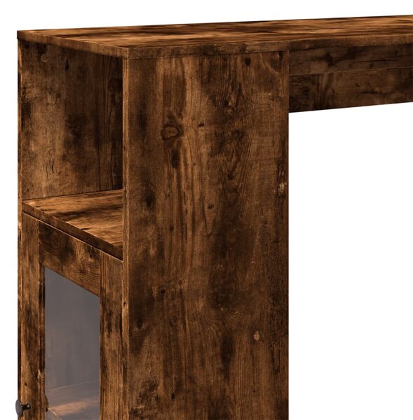 Füstös tölgy szerelt fa bárasztal tárolókkal 101x40x103,5 cm