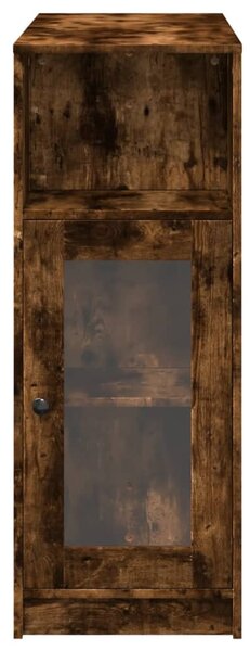 Füstös tölgy szerelt fa bárasztal tárolókkal 101x40x103,5 cm