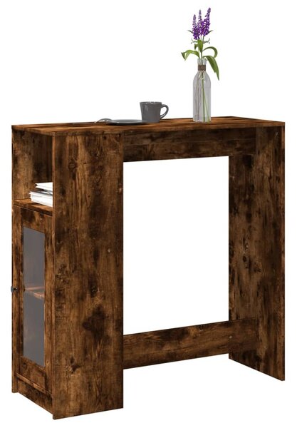 Füstös tölgy szerelt fa bárasztal tárolókkal 101x40x103,5 cm