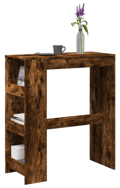 Füstös tölgy szerelt fa bárasztal tárolókkal 90 x 40 x 103,5 cm