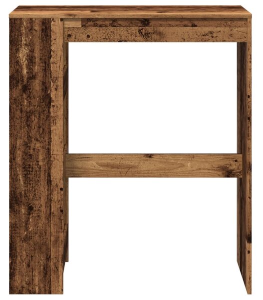 Antik fa színű szerelt fa bárasztal tárolókkal 90x40x103,5 cm