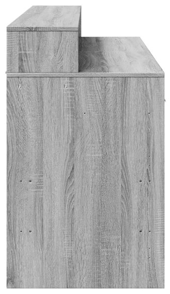 Szürke sonoma színű szerelt fa íróasztal LED-ekkel 140x55x91 cm
