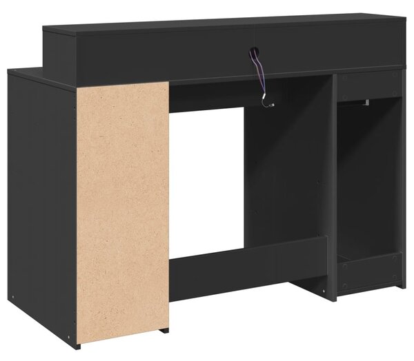 Fekete szerelt fa íróasztal LED-világítással 120 x 55 x 91 cm