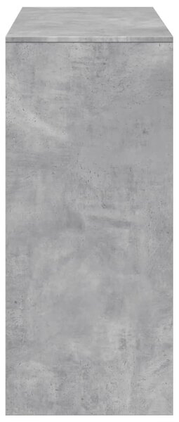 Betonszürke szerelt fa bárasztal polccal 124 x 46 x 103,5 cm