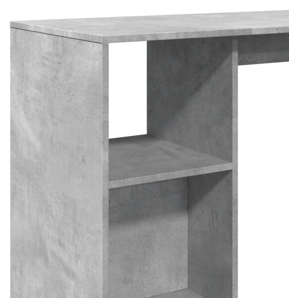 Betonszürke szerelt fa bárasztal polccal 124 x 46 x 103,5 cm