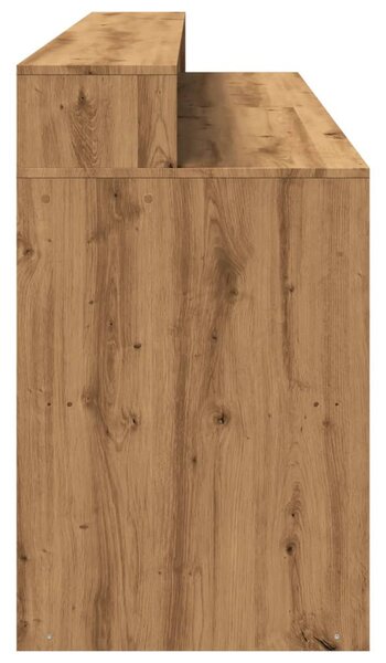 Kézműves tölgy színű szerelt fa LED-es íróasztal 200x55x91 cm