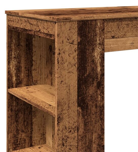 Antik fa színű szerelt fa bárasztal tárolókkal 95x47x103,5 cm