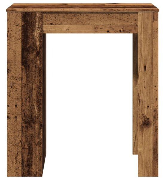 Antik fa színű szerelt fa bárasztal tárolókkal 95x47x103,5 cm