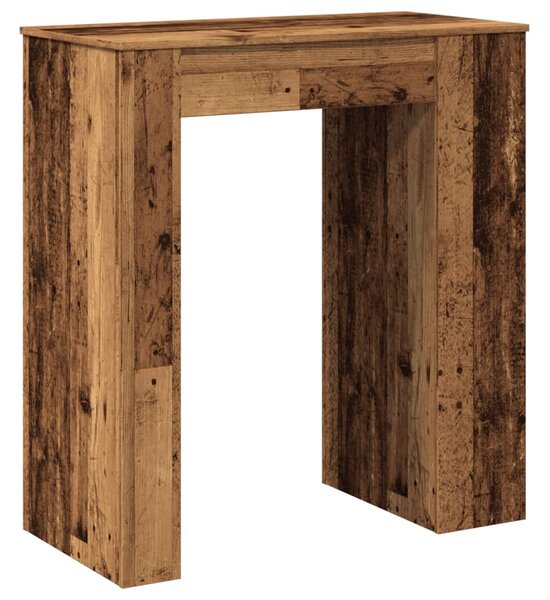 Antik fa színű szerelt fa bárasztal tárolókkal 95x47x103,5 cm