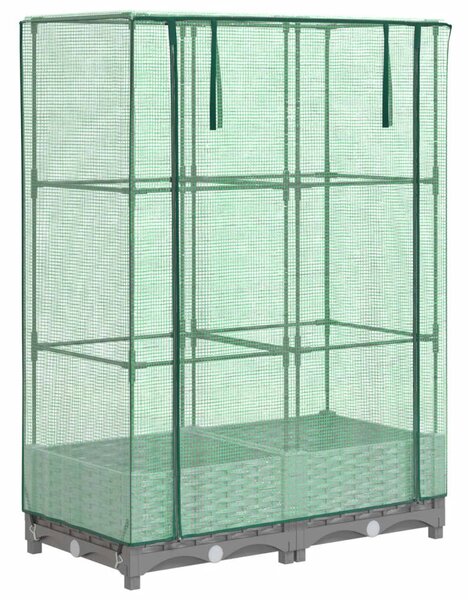 Rattan megjelenésű magaságyás melegháztakaróval 80x40x123 cm