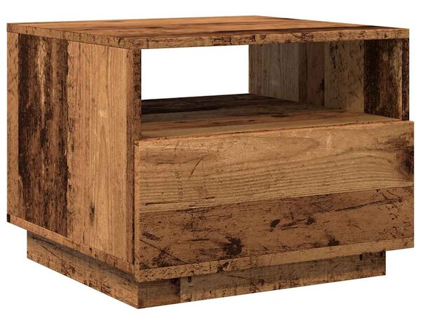 Antik fa színű dohányzóasztal LED-lámpákkal 50 x 49 x 40 cm