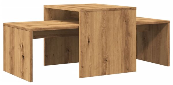 Kézműves tölgy színű szerelt fa dohányzóasztal 100 x 48 x 40 cm