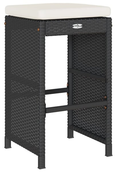 2 db fekete polyrattan kerti bárszék párnával