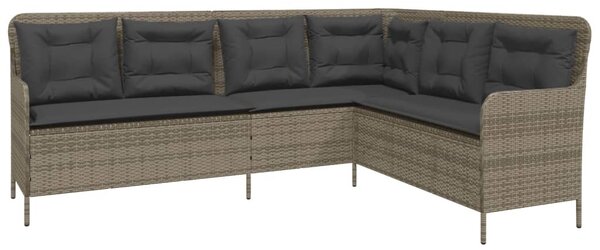 2 részes szürke polyrattan kerti kanapészett párnákkal