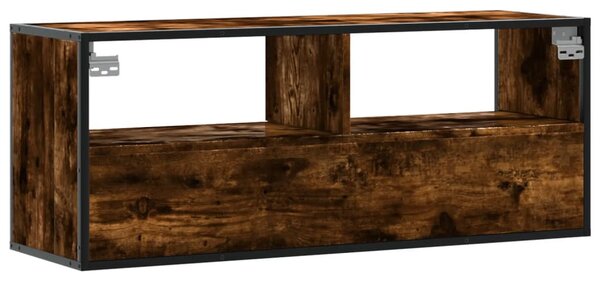 Füstös tölgy színű szerelt fa és fém TV-szekrény 100x31x39,5 cm