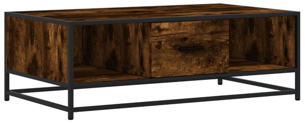 Füstös tölgy szerelt fa és fém dohányzóasztal 100 x 57 x 35 cm