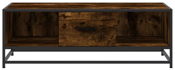 Füstös tölgy szerelt fa és fém dohányzóasztal 100 x 57 x 35 cm